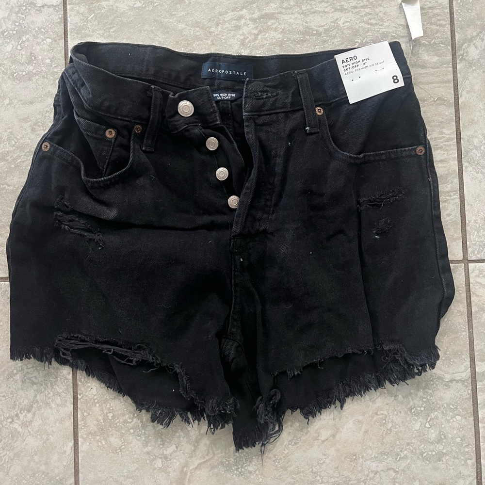 Aeropostale 90s cut off black denim shorts